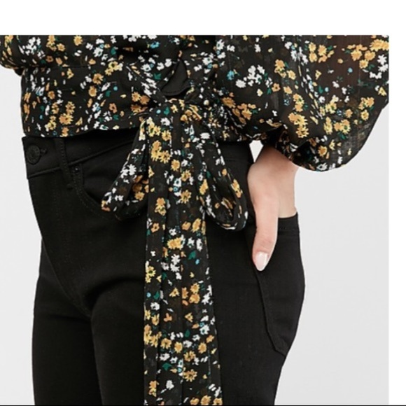 Express floral prints metallic wrap sheer top size sp - Picture 11 of 11